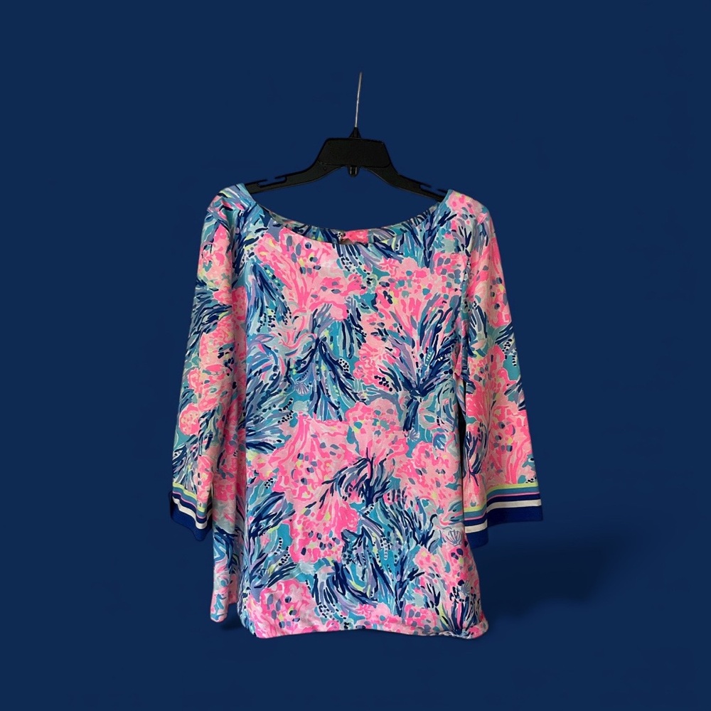 Lilly Pulitzer Vibrant Pink and Blue Blouse